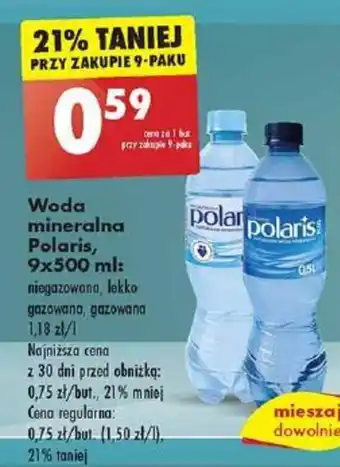 Biedronka Woda mineralna Polaris, 9x500 ml oferta