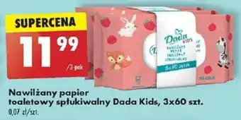 Biedronka Nawilżany papier toaletowy spłukiwalny Dada Kids, 3x60 szt. oferta