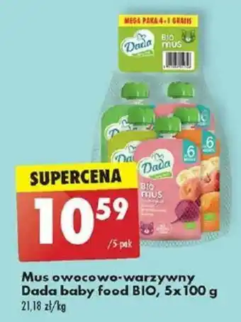 Biedronka Mus owocowo-warzywny Dada baby food BIO, 5x100 g oferta