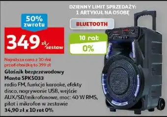 Auchan Głośnik bezprzewodowy Manta SPK5033 oferta