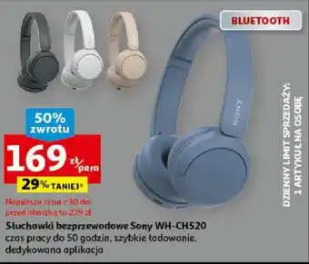 Auchan Słuchawki bezprzewodowe Sony WH-CH520 oferta