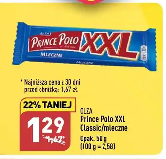 ALDI OLZA Prince Polo XXL Classic/mleczne 50g oferta