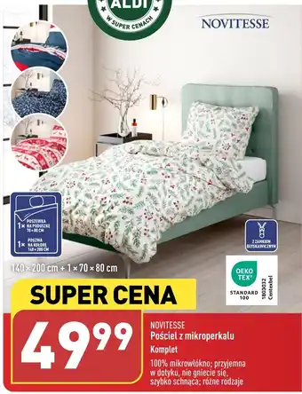 ALDI NOVITESSE Pościel z mikroperkalu 140x200+1 x 70 x 80cm oferta