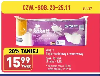 ALDI Kokett Papier toaletowy 4-warstwowy Opak. 10 rolek oferta