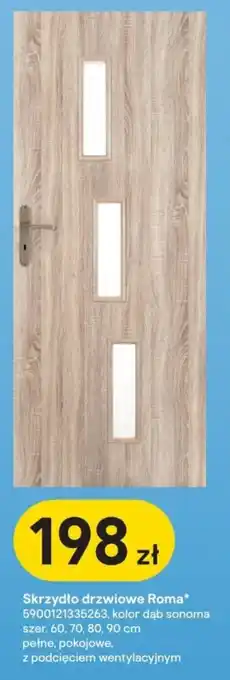 Castorama Skrzydło drzwiowe Roma 5900121335263, kolor dąb sonoma szer. 60, 70, 80, 90 cm pełne, pokojowe, oferta