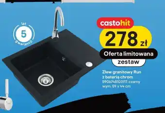 Castorama Zlew granitowy Run z baterią chrom 5906748103117, czarny wym. 59 x 44 cm oferta