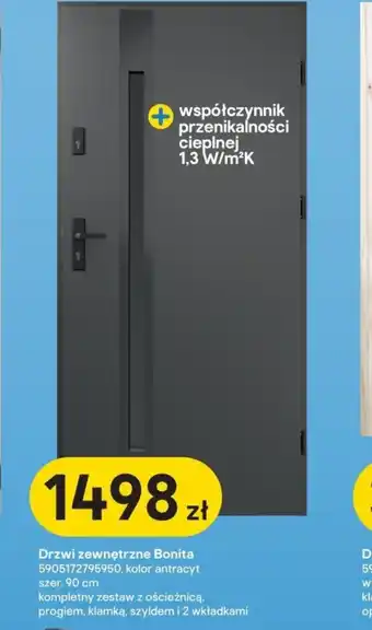 Castorama Drzwi zewnętrzne Bonita 5905172795950, kolor antracyt szer. 90 cm oferta