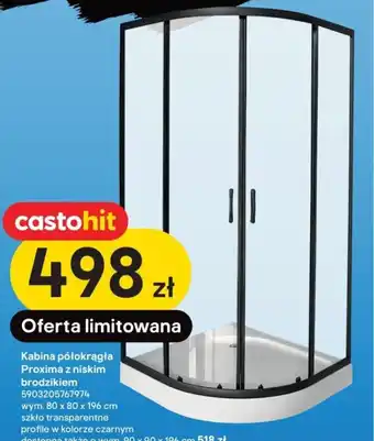 Castorama Kabina półokrągła Proxima z niskim wym. 80 x 80 x 196 cm oferta