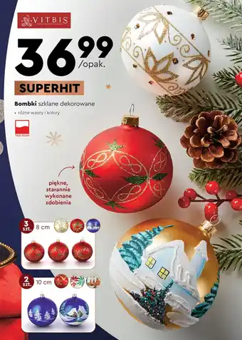 Biedronka Bombki szklane dekorowane oferta