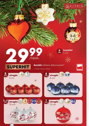 Biedronka Bombki szklane dekorowane oferta