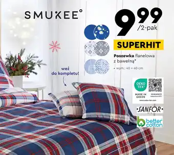 Biedronka Poszewka flanelowa z bawełną 40x40cm oferta