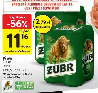 Intermarche Piwo ŻUBR 4 x 0,5 l oferta