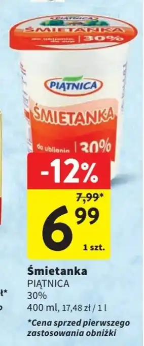 Intermarche Śmietanka PIĄTNICA 30% 400 ml oferta