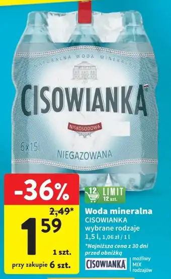 Intermarche Woda mineralna CISOWIANKA 1,5 l oferta
