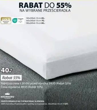 JYSK KRONBORG PRZEŚCIERADŁO NA TOPMATERAC ELENORA oferta