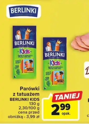 Carrefour Parówki z tatuażem BERLINKI KIDS 130g oferta