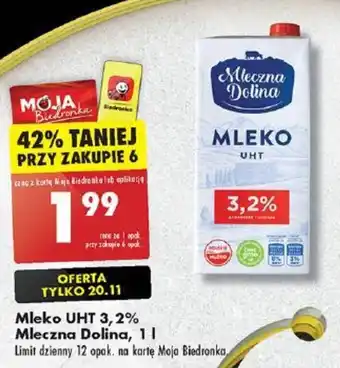 Biedronka Mleko UHT 3,2% Mleczna Dolina 1l oferta