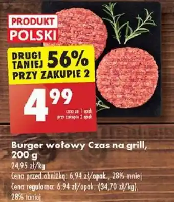 Biedronka Burger wołowy Czas na grill 200 g oferta