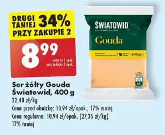 Biedronka Ser żółty Gouda światowid 400 g oferta