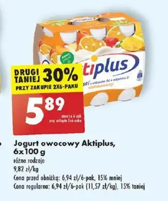 Biedronka Jogurt owocowy Aktiplus 6x100 g oferta