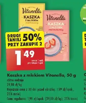 Biedronka Kaszka z mlekiem Vitanella 50 g oferta