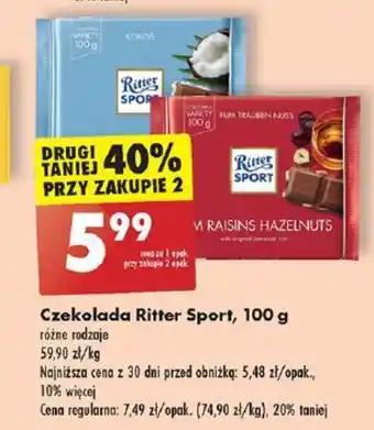 Biedronka Czekolada Ritter Sport 100 g oferta