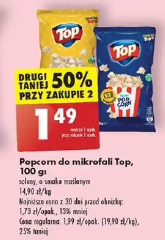 Biedronka Popcorn do mikrofali Top 100 g: oferta