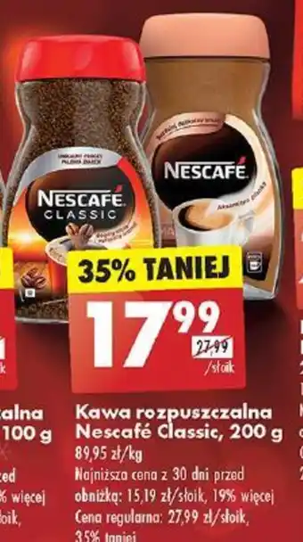 Biedronka Kawa rozpuszczalna Nescafé Classic 200g oferta