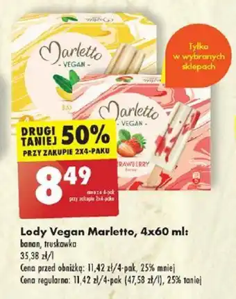 Biedronka Lody Vegan Marletto, 4 x 60 ml oferta