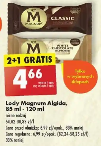 Biedronka Lody Magnum Algida, 85 ml - 120 ml oferta