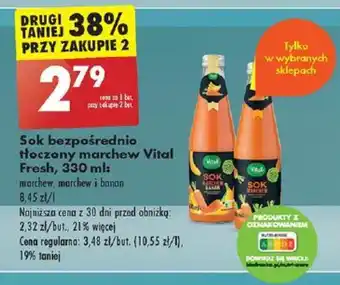 Biedronka Sok bezpośrednio tłoczony marchew Vital Fresh, 330 ml oferta