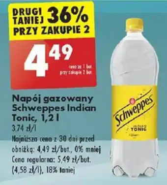 Biedronka Napój gazowany Schweppes Indian Tonic, 1,2 l oferta