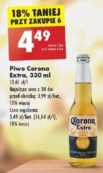 Biedronka Piwo Corona Extra, 330 ml oferta