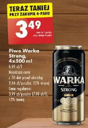 Biedronka Piwo Warka Strong, 500 ml oferta