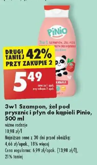 Biedronka 3w1 Szampon, żel pod prysznic i płyn do kąpieli Pinio, 500 ml oferta