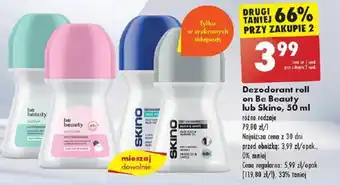 Biedronka Dezodorant roll on Be Beauty lub Skino, 50 ml oferta