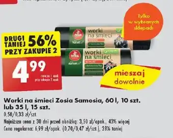Biedronka Worki na śmieci Zosia Samosia, 60 l, 10 szt. lub 35 l, 15 szt. oferta