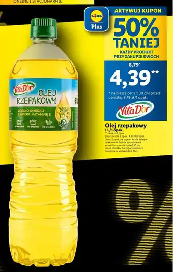 Lidl Olej rzepakowy Vita D'or 1 l oferta
