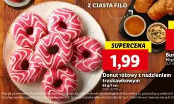 Lidl Donut różowy z nadzieniem truskawkowym 65 g oferta