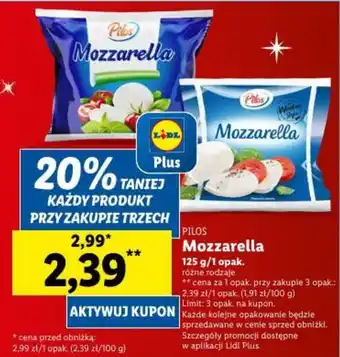Lidl PILOS Mozzarella 125 g oferta
