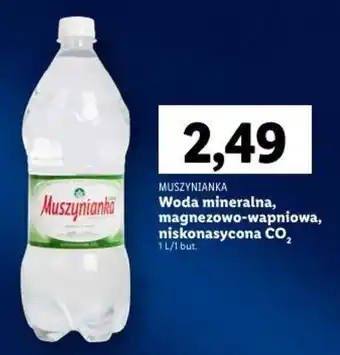Lidl MUSZYNIANKA Woda mineralna, magnezowo-wapniowa, niskonasycona CO₂ 1l oferta