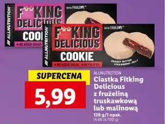 Lidl ALLNUTRITION Ciastka Fitking Delicious z frużeliną truskawkową lub malinową 128g oferta