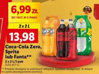Lidl Coca-Cola Zero, Sprite lub Fanta 2x2l oferta