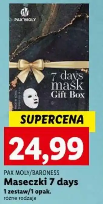 Lidl PAX MOLY/BARONESS Maseczki 7 days oferta