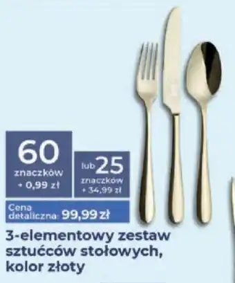 3-elementowy zestaw sztućców stołowych, kolor złoty
