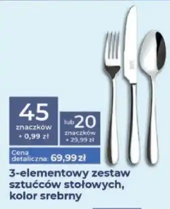 3-elementowy zestaw sztućców stołowych, kolor srebrny