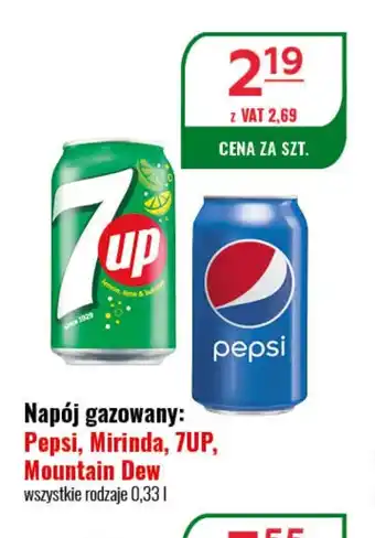 Eurocash Napój gazowany: Pepsi, Mirinda, 7UP, Mountain Dew wszystkie rodzaje 0,33l oferta