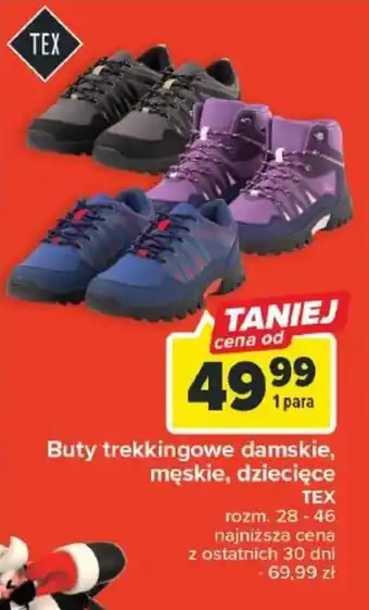 Carrefour Buty trekkingowe damskie, męskie, dziecięce TEX oferta