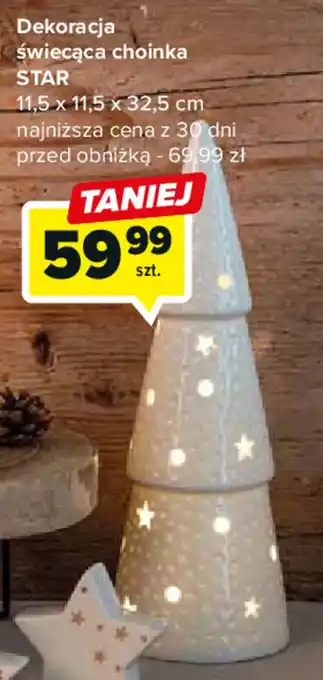 Carrefour Dekoracja świecąca choinka STAR 11,5 x 11,5 x 32,5 cm oferta