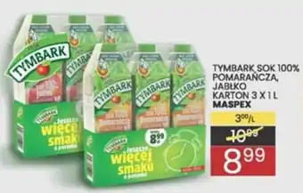 Wafelek Tymbark Sok 100% pomarańcza, jabłko 3x1l oferta